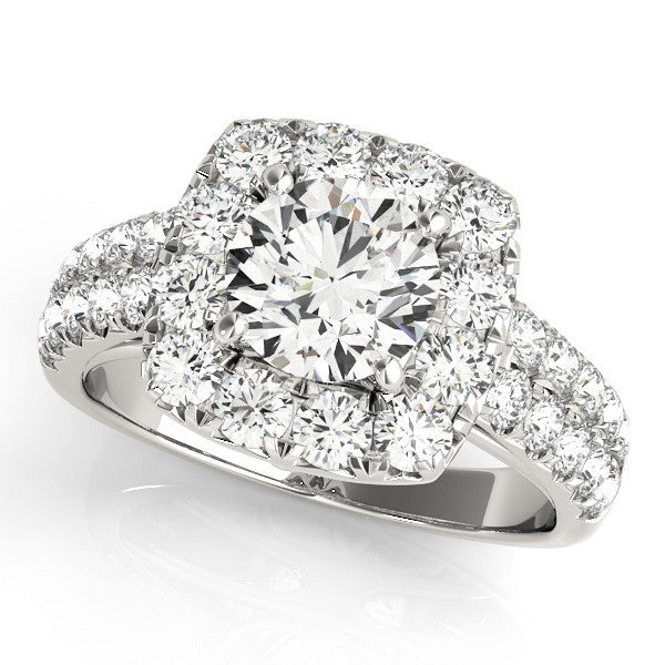 Lab Grown Round Cut Diamond Halo Engagement Ring