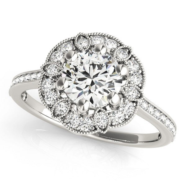 Lab Grown Round Diamond Halo Engagement Ring