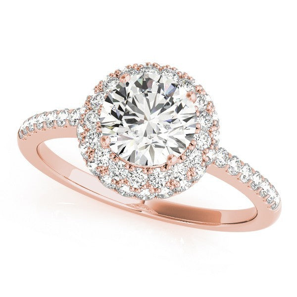 Lab Grown Round Cut Diamond Halo Engagement Ring Platinum