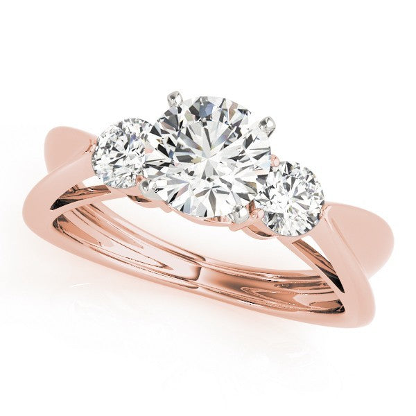 Lab Grown Round Cut Diamond Designer Trilogy Engagement Ring Platinum
