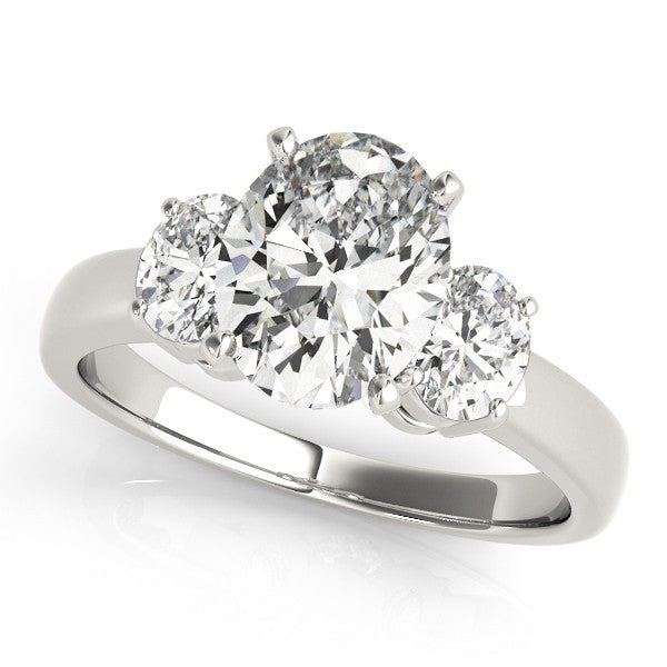18k White gold Oval cut Trilogy Engagement Ring – 2Ct DE/VS Lab Grown Diamonds