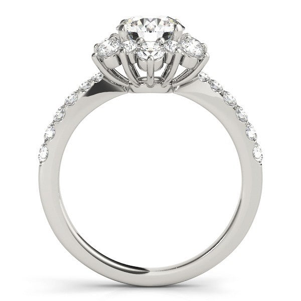 2.00 Ct DE/VS Lab Grown Round Diamond Halo Engagement Ring 18K White Gold