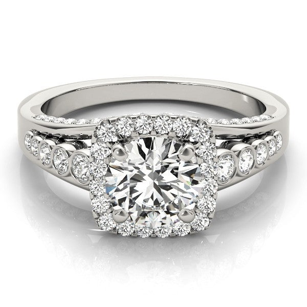 Lab Grown Round Diamond Halo Engagement Ring