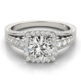 Lab Grown Round Diamond Halo Engagement Ring