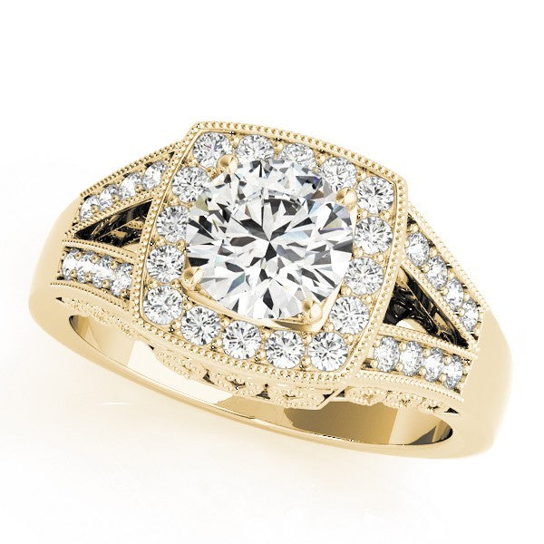 Lab Grown Round Diamond Halo Engagement Ring