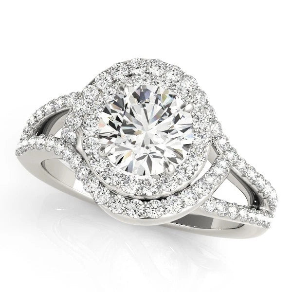 Lab Grown Round Cut Diamond Halo Engagement Ring