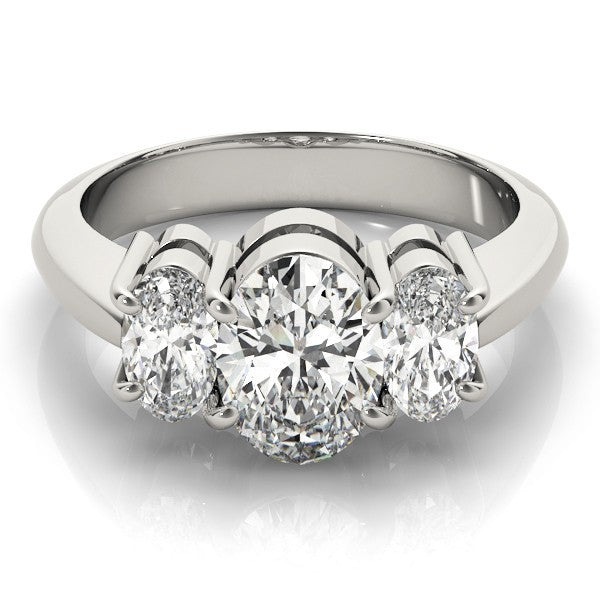 Lab-Grown Oval Diamond 3 Stone Engagement Ring – 18K Rose Gold