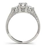 2.00Ct Lab Grown Round Diamond Milgrain 3 Stone Engagement Ring Platinum