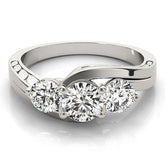 0.50Ct To 2.00Ct Lab Grown Round Diamond Trilogy Engagement Ring Platinum
