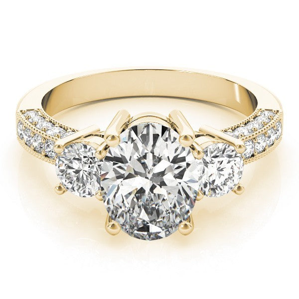 Platinum 2.00CT DE/VS Lab Grown Oval Cut Diamond Trilogy Engagement Ring