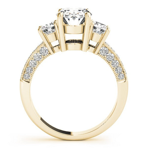 Platinum 2.00CT DE/VS Lab Grown Oval Cut Diamond Trilogy Engagement Ring