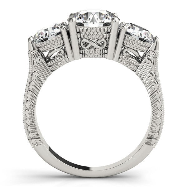 Platinum Lab Grown Diamond Trilogy Engagement Ring Art Deco Designer 2CT DE/VS