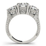 Platinum Lab Grown Diamond Trilogy Engagement Ring Art Deco Designer 2CT DE/VS