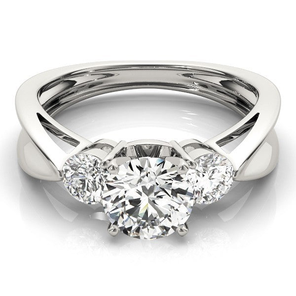 Lab Grown Round Cut Diamond Designer Trilogy Engagement Ring Platinum