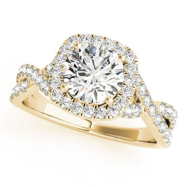 Lab Grown Round Diamond Halo Engagement Ring 18K White Gold