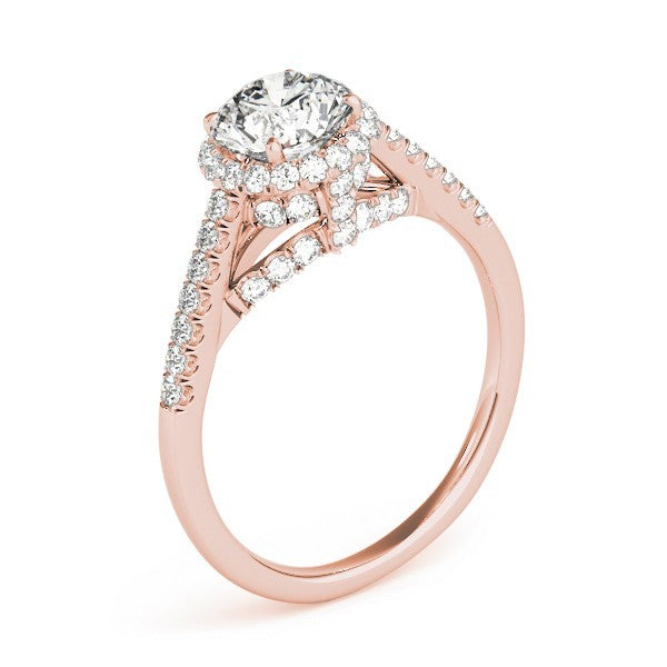Lab Grown Round Diamond Halo Engagement Ring 18K Yellow Gold