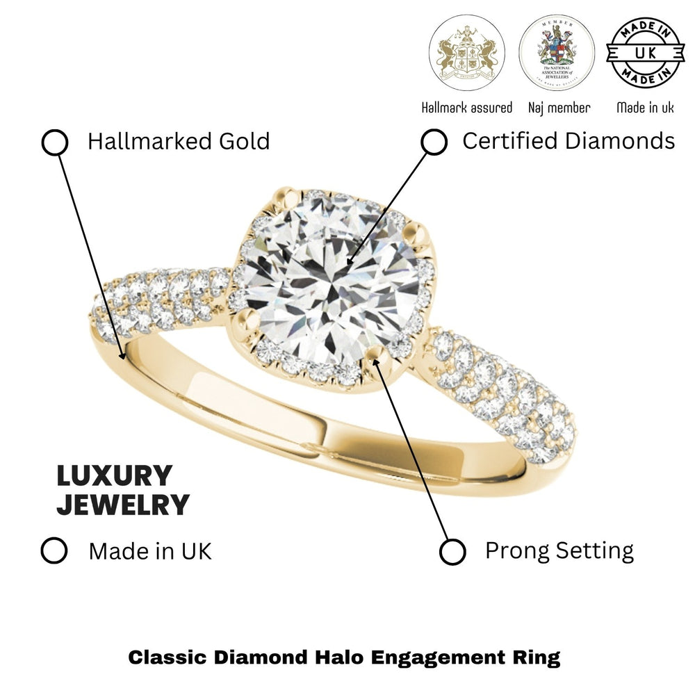 Lab Grown Round Diamond Halo Engagement Ring