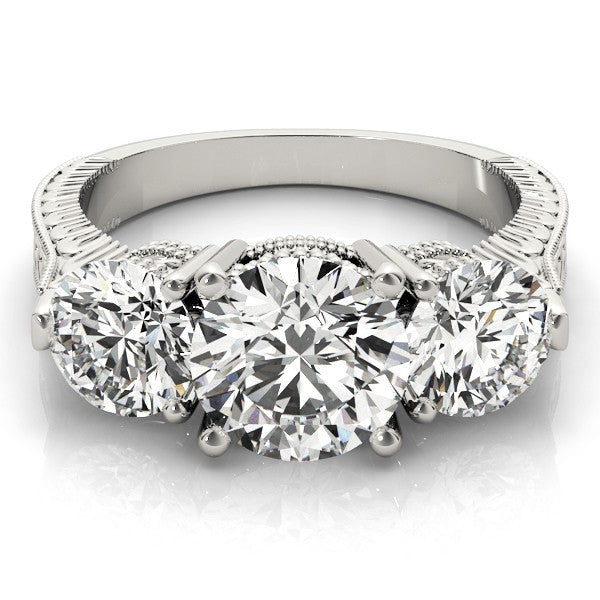 Platinum Lab Grown Diamond Trilogy Engagement Ring Art Deco Designer 2CT DE/VS