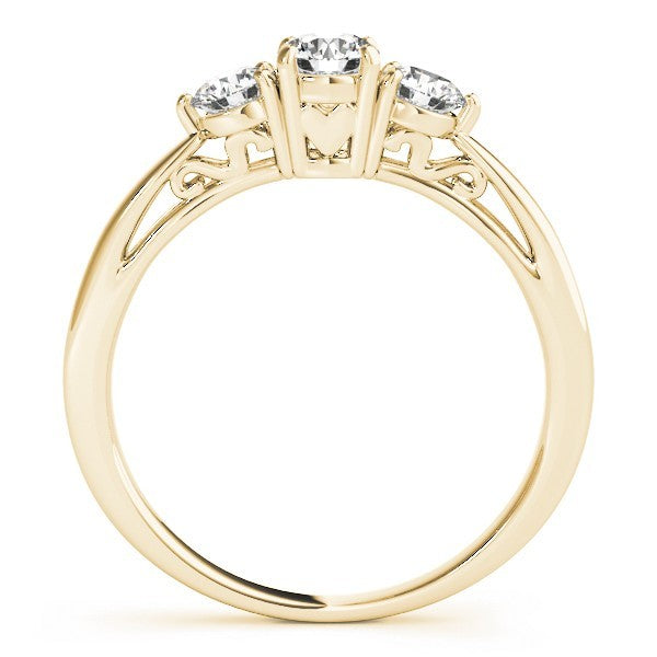 Lab Grown Round Diamond Prong Set 3 Stone Engagement Ring Platinum In DE/VS 2.00Ct