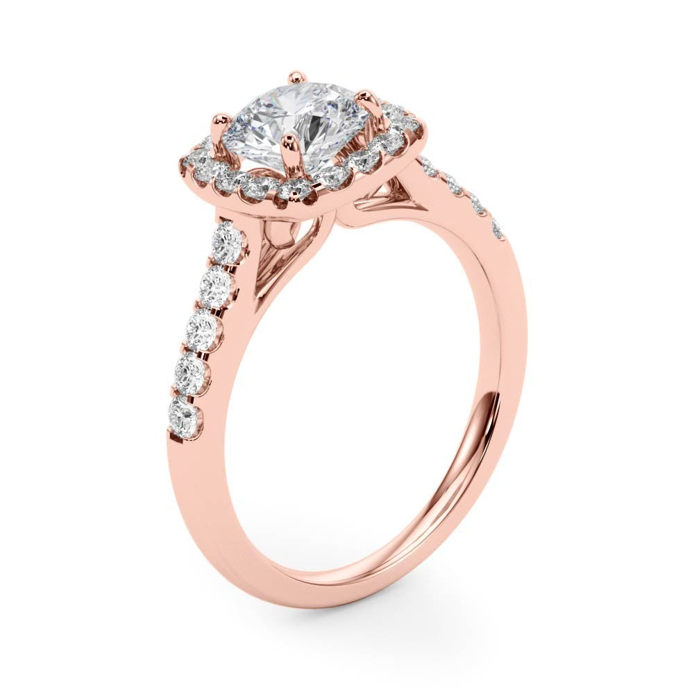 Lab Grown Round Diamond Halo Engagement Ring