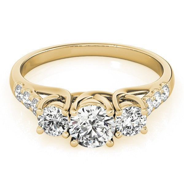 Lab Grown Round Cut Diamond 3-Stone Engagement Ring In DE/VS 0.50Ct To 2.00Ct