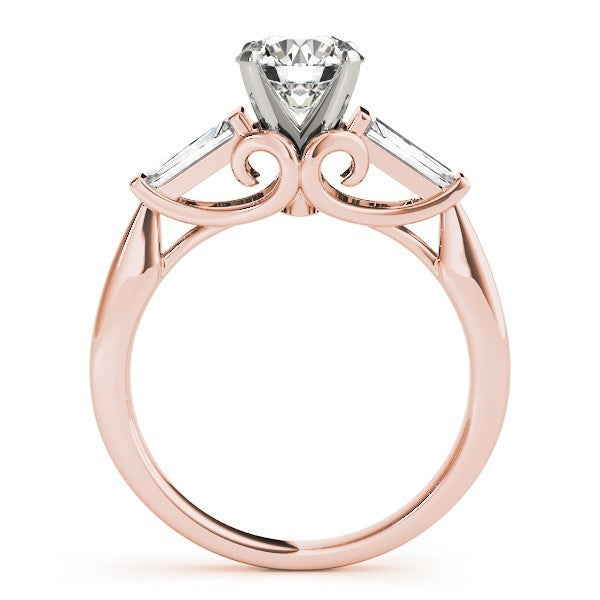 18K Yellow Gold Lab-Grown Round Diamond Trilogy Engagement Ring