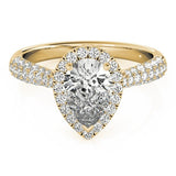 Lab Grown Pear Shape Diamond Halo Engagement Ring