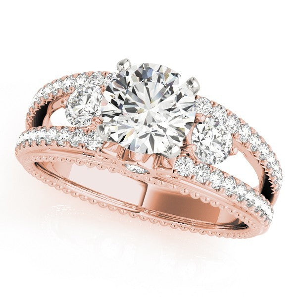 Lab Grown Round Diamond 3 Stone Engagement Ring