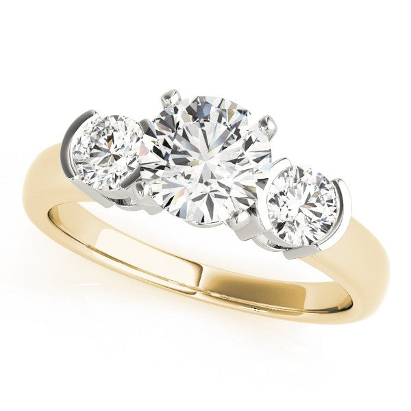 Platinum 3 Stone Engagement Ring Lab Grown Round Diamond Prong Set
