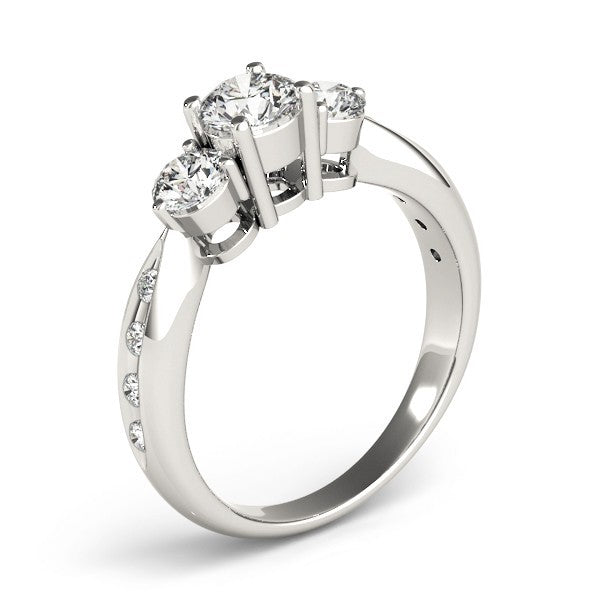 0.50Ct To 2.00Ct DE/VS Lab Grown Round Diamond 3 Stone Engagement Ring Platinum