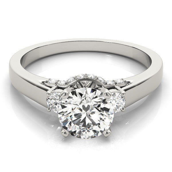 Round Cut Lab Diamond Trilogy Engagement Ring Platinum
