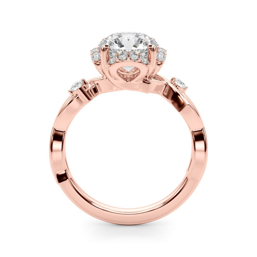 Lab-Grown Round Cut Diamond Halo Engagement Ring Platinum