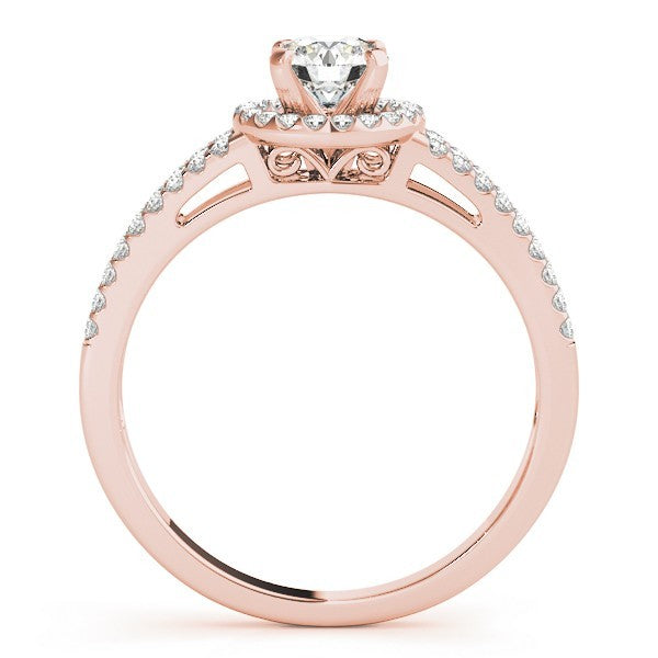 Lab Grown Round Diamond Halo Engagement Ring 18K White Gold