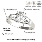 Lab-Grown Round Cut Diamond 3 Stone Engagement Ring In 18K White Gold 2.00Ct DE/VS
