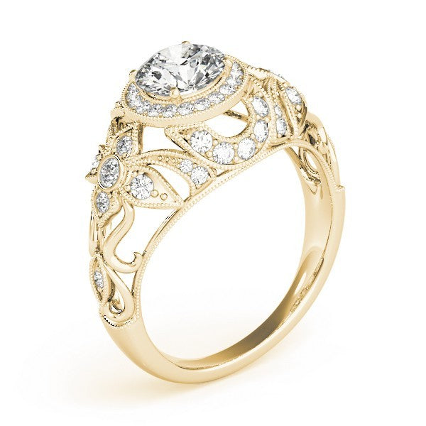 2.00Ct Lab Grown Round Diamond Halo Engagement Ring 18K Yellow Gold