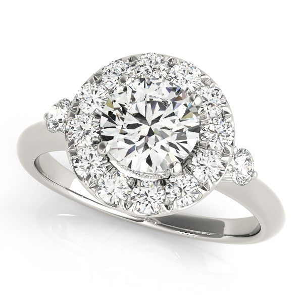 Lab Grown Round Diamond Halo Engagement Ring