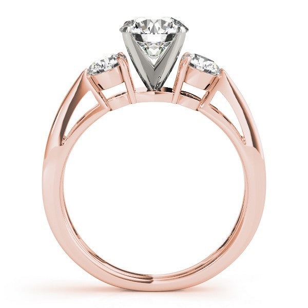 Lab Grown Round Cut Diamond Designer Trilogy Engagement Ring Platinum