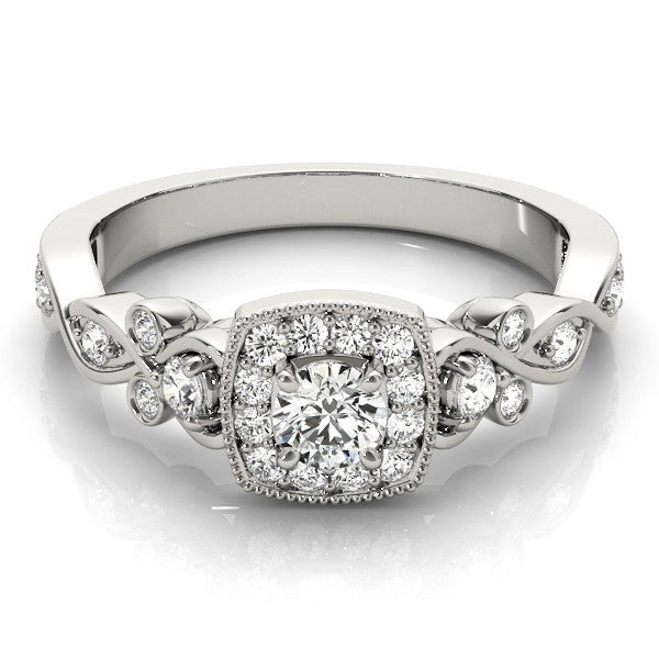 Lab Grown Round Diamond Halo Engagement Ring