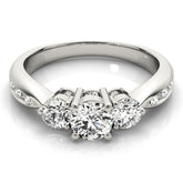 0.50Ct To 2.00Ct DE/VS Lab Grown Round Diamond 3 Stone Engagement Ring Platinum