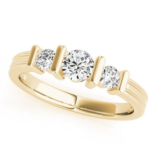 2.00Ct Bar Set Lab Grown Round Diamond 3 Stone Engagement Ring Platinum