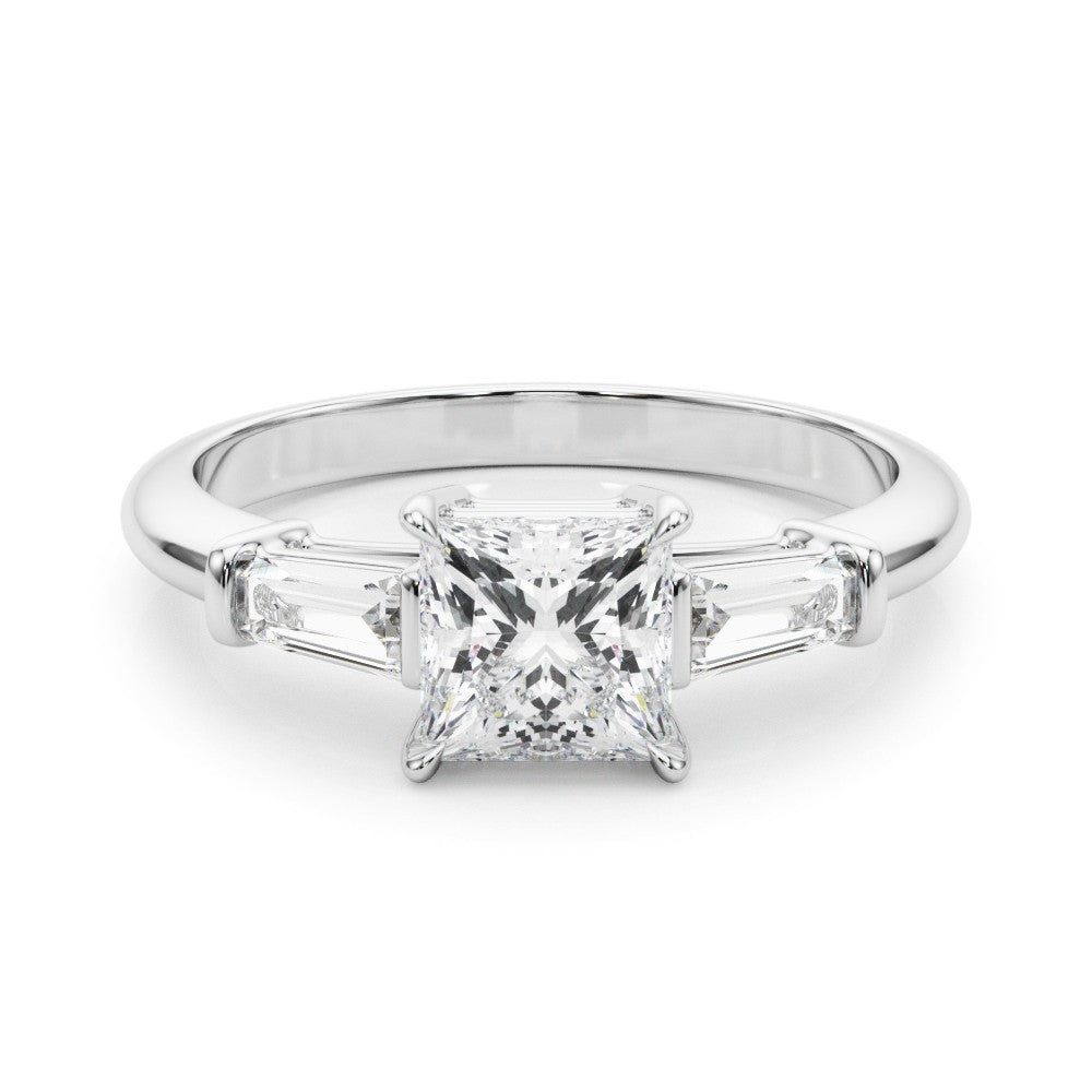 Lab-Grown Square Cut Diamond 3 Stone Engagement Ring