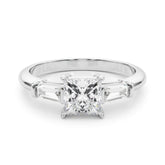 Lab-Grown Square Cut Diamond 3 Stone Engagement Ring