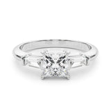 Lab-Grown Square Cut Diamond 3 Stone Engagement Ring
