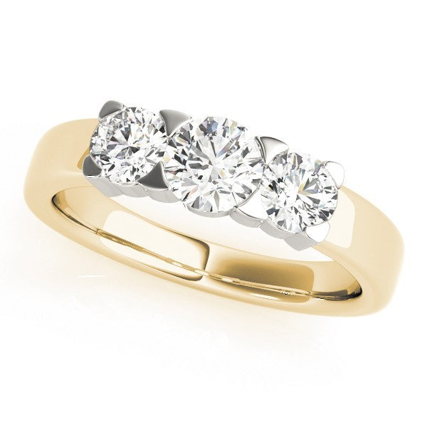 Platinum Lab Grown Round Diamond Trilogy Engagement Ring