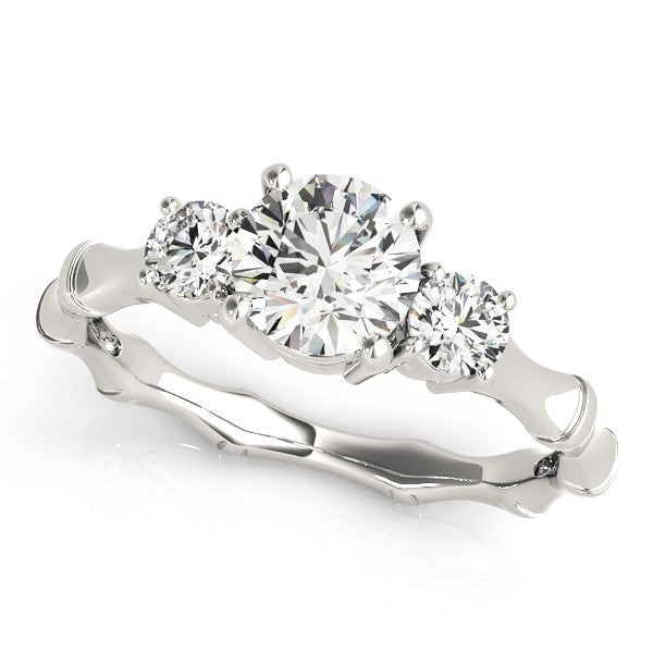 Lab Grown Round Cut Diamond 3 Stone Engagement band Platinum