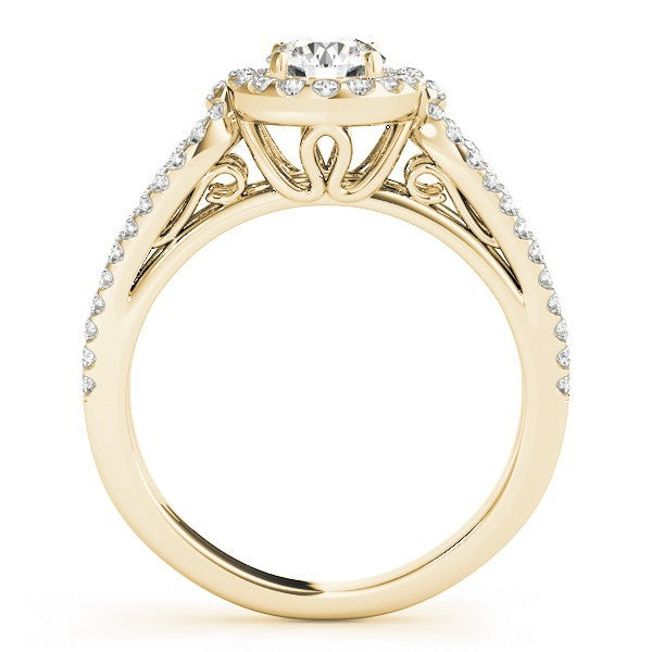 Lab Grown Round Diamond Halo Engagement Ring 18K White Gold