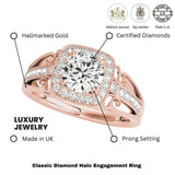 Lab Grown Round Diamond Halo Engagement Ring