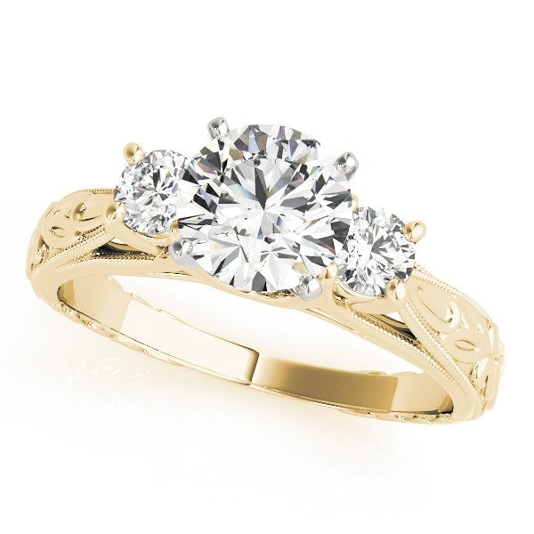 Lab Grown Round Diamond Art Designer 3 Stone Engagement Ring Platinum