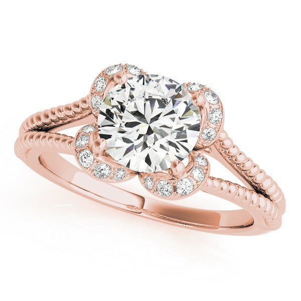 Lab Grown Round Diamond Halo Engagement Ring