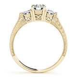 2.00Ct Lab Grown Round Diamond Milgrain 3 Stone Engagement Ring Platinum
